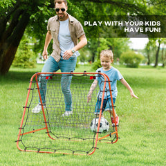 PURE Double Sided Football Rebounder Net, Football Rebound Goal with Five Adjustable Angles, Orange