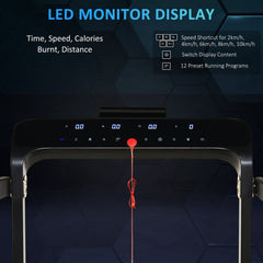 PURE Folding Treadmill, 1.85HP Installation-Free Walking Jogging Running Machine, 12KM/H with 12 Pre-Programs and LED Display for Home Gym Office