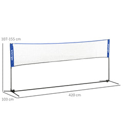 PURE 4m Badminton Net, Height Adjustable Outdoor Sports Net, with Carry Bag, for Tennis, Pickleball, Volleyball, Blue