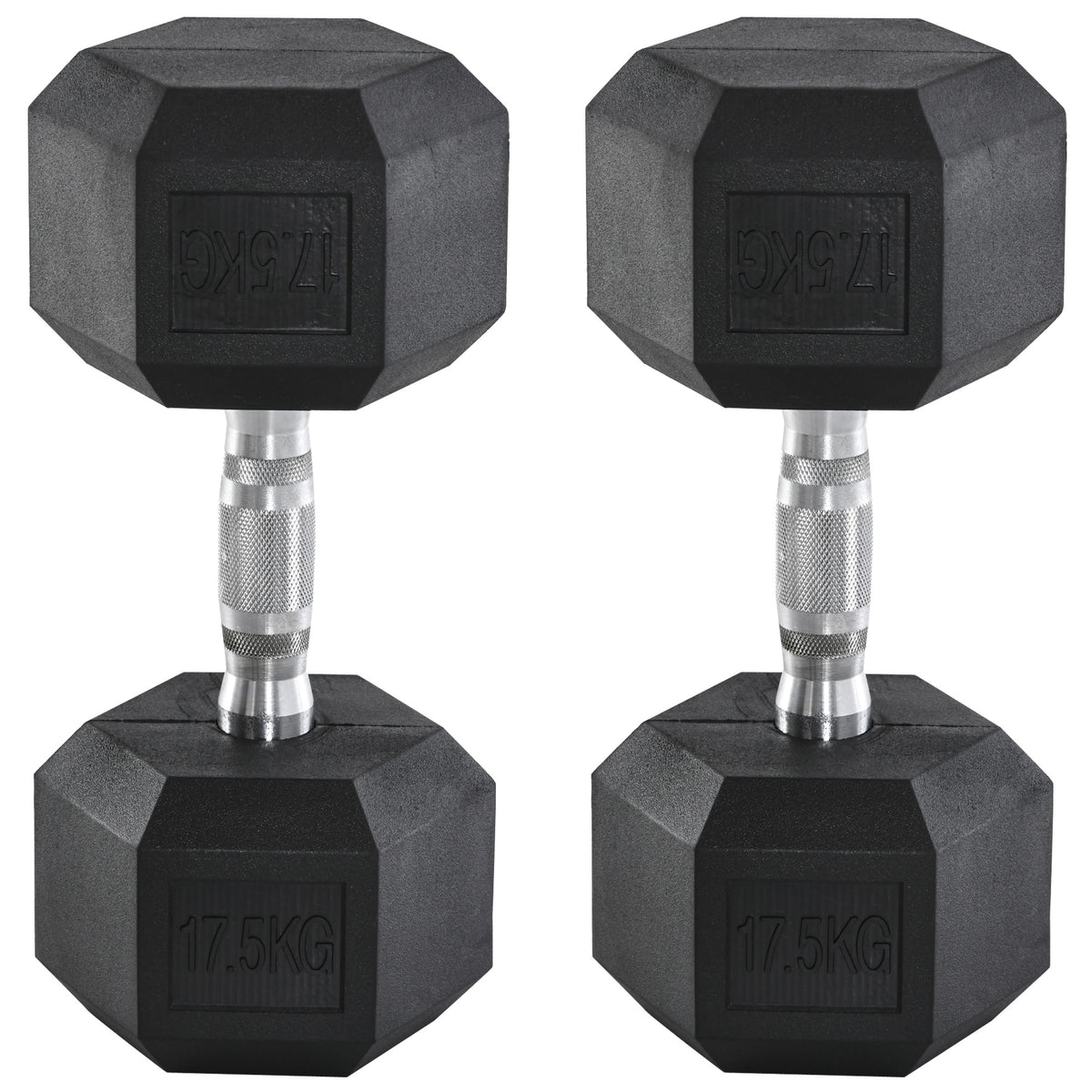 PURE 2x17.5kg Rubber Hex Dumbbell Portable Hand Weights Dumbbell Home Gym Workout Fitness Hand Dumbbell