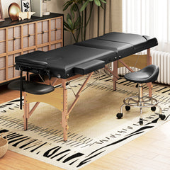 PURE Adjustable Folding Massage Table - Black