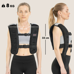 PURE Weighted Vest, 8 kg Weight Vest with Adjustable Straps, Reflective Strips, Black