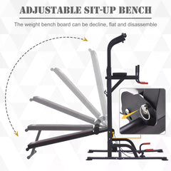 Steel Strength Training Power Tower Pull Up Station Black/Red