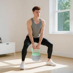 PURE 10KG Soft Kettlebell, Kettlebell with Non-Slip Handle for Home Gym, Weight Lifting, Strength Training, Green/Grey