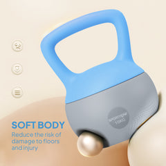PURE 10KG Soft Kettlebell, Kettlebell with Non-Slip Handle for Home Gym, Weight Lifting, Strength Training, Light Blue/Grey