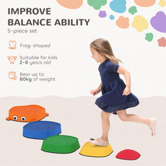 PURE 5PCS Sensory Stepping Stones for Toddlers, Frog-Shaped Kids Stepping Stones Set with Anti-Slip Edging for Ages 2-8