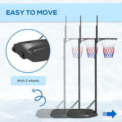 PURE Height Adjustable Basketball System, Freestanding Basketball Hoop and Stand w/ Wheels, 167-228cm