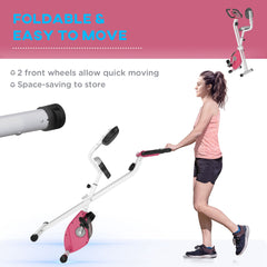 Magnetic Resistance Exercise Bike Foldable w/ LCD Monitor Adjustable Seat Heart Rate Monitors Foot Pads Home Office Fitness Training Workout