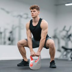 PURE Kettlebell, 14kg Kettle Bells with Handle for Home Gym Weight Lifting and Strength Training, Red and Grey