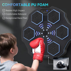 PURE Music Boxing Machine, Smart Bluetooth Boxing Machine Wall Mounted with 9 Speeds & Modes, LED Lights, Punching Pad for Adults, Black