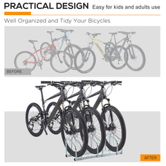 Bicycle Parking Stand for 3 Bikes, Floor or Wall Mount, Cycle Storage Locking Rack, Silver