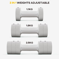 Adjustable Dumbbells Set, Weights for Home Gym Workout, 2.5KG x 2, for Women and Men