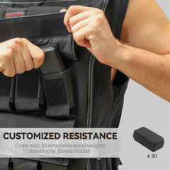 PURE 30KG Adjustable Weighted Vest, Running Weight Vest, with 30 Metal Weights, Reflective Strips, for Running, Exercise