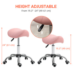 PURE Saddle Stool, Height Adjustable Salon Chair for Massage Spa, Faux Leather, Pink
