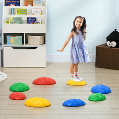 PURE Eight-Piece Kids Stepping Stones, with Non-Slip Mats, Balance River Stones