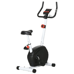 Quiet Exercise Bike Stationary Bike with 8-Level Magnetic Resistance, Heart-Rate Sensor and Wheels, White