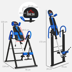 PURE Gravity Inversion Table with Safety Belt Adjustable Hand Stand for Muscle Pain Relief, Blue