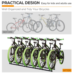 PURE Bike Stand Parking Rack Floor or Wall Mount Bicycle Cycle Storage Locking Stand 179L x 33W x 27H (6 Racks, Black)