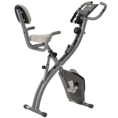 2-in-1 Foldable Exercise Bike Recumbent Stationary Bike 8-Level Adjustable Magnetic Resistance with Pulse Sensor LCD Display