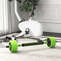 PURE 40kg Four-In-One Adjustable Weight Dumbbells Set, Barbell, Kettlebell, Push Up Stand - Green