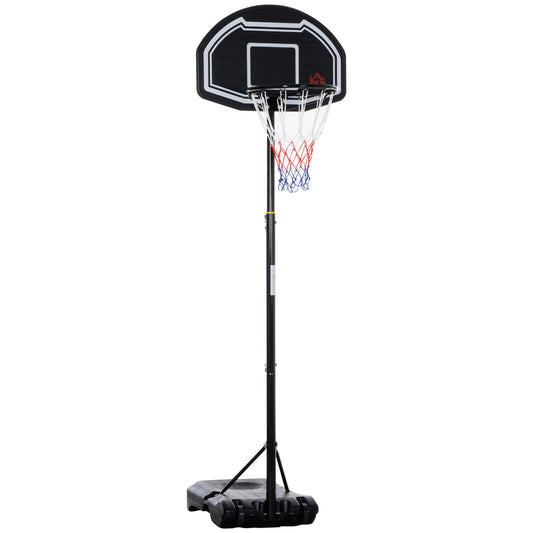 PURE Adjustable Basketball Hoop and Stand, with Wheels and Weight Base Black