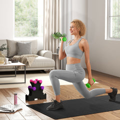 PURE 2 x 1kg, 2 x 2kg, 2 x 3kg Dumbbells Set with Dumbbell Rack, Hand Weights for Home Gym Training