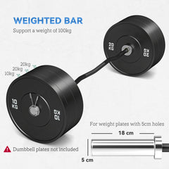 PURE 120cm EZ Barbell Bar for 5cm Weight Plates, with Spring Clips, 8kg