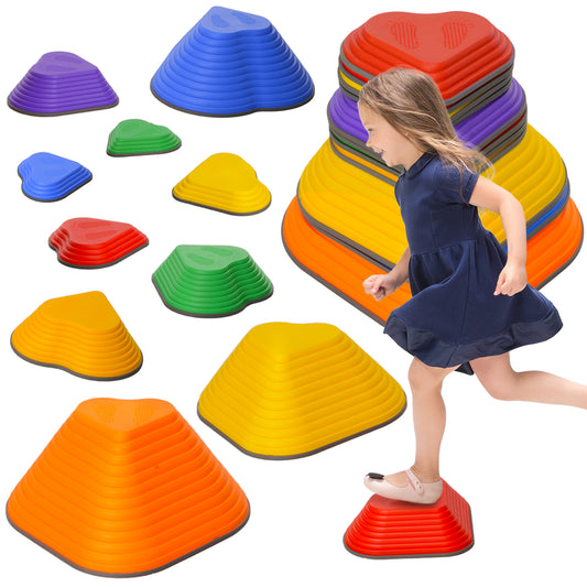 PURE 11-Piece Heart-Shaped Kids Balance Stepping Stones and Motor Skills, Multicoloured