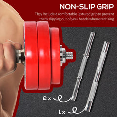 30KGS 2-In-1 Barbell Weights Set with Non-slip Grip for Strength Muscle Training, Weight Lifting for Home Gym Fitness