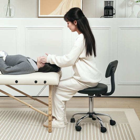 PURE 360° Swivel Seat Salon Stool - Black