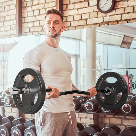 PURE 120cm EZ Barbell Bar for 5cm Weight Plates, with Spring Clips, 8kg