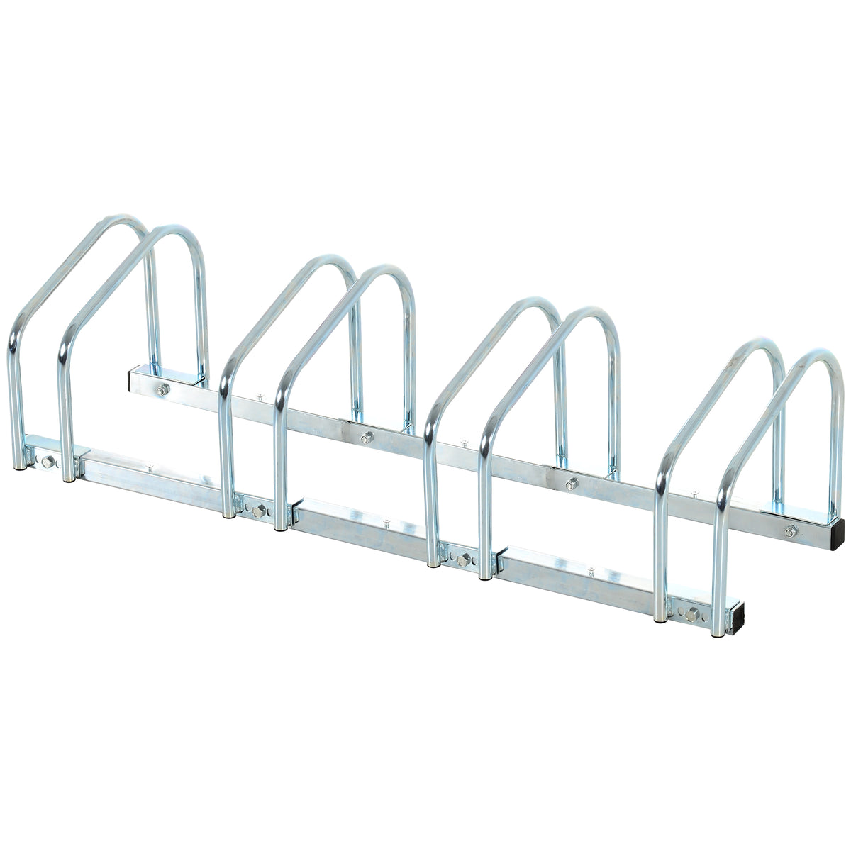 PURE Bike Stand Parking Rack Floor or Wall Mount Bicycle Cycle Storage Locking Stand (4 Racks, Silver)