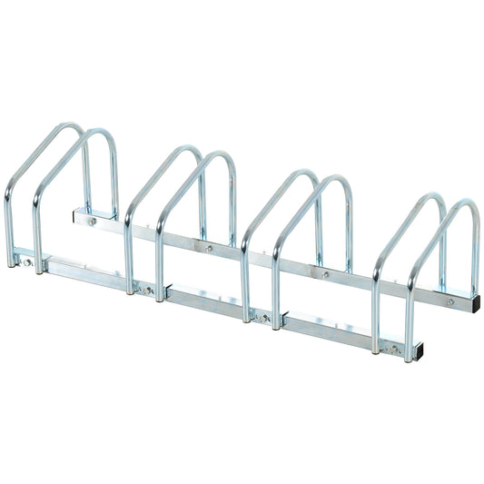 PURE Bike Stand Parking Rack Floor or Wall Mount Bicycle Cycle Storage Locking Stand (4 Racks, Silver)