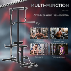 PURE Exercise Pulley Machine Power Tower with Adjustable Seat Cable Positions