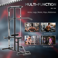 Power Tower Adjustable Pulldown Machine, Dip Station Stand Weighted Ab Crunches Workout Abdominal Exercise For Home Gym Tower Body Building