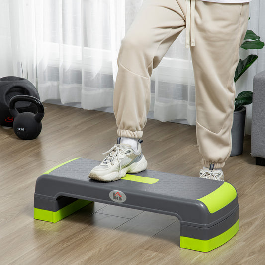 PURE Aerobic Step with 3-Level Adjustable Heights for Home, Office Exercise, Grey and Green