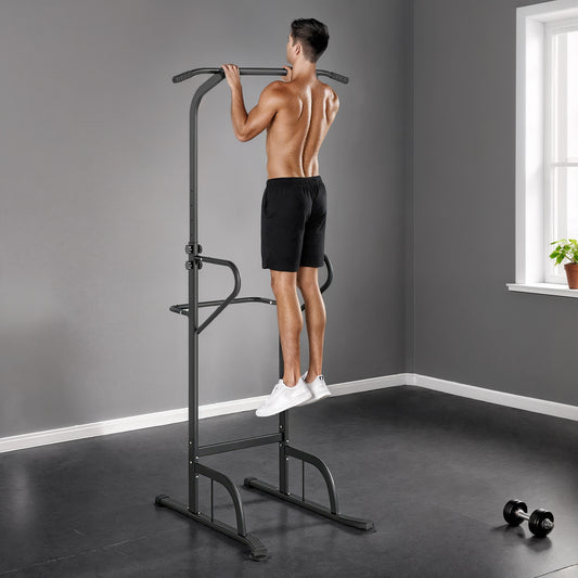 PURE Power Tower Dip Station Pull Up Bar Multi-Function Push Up Equipment with Adjustable Height for Home Gym Strength Training Workout Fitness