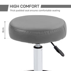 PURE PU Leather Rolling Stool, Height Adjustable Stool Chair with Wheels for Salon, Massage, Spa, Grey
