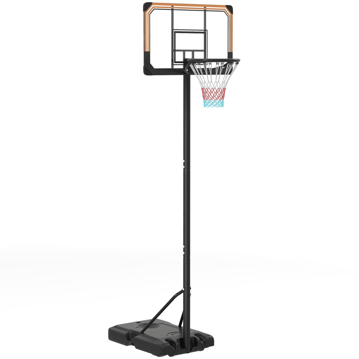 PURE Height Adjustable Basketball Stand Net Set System, Freestanding Basketball Hoop and Stand with Wheels, 182-213cm - Black