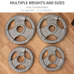 PURE Set of 4 Weight Plate for 2 inch/5cm hole Dumbbell Handle Bar 15kg Dumbbell Plates Barbell Weight 2 x 5kg, 2 x 2.5kg