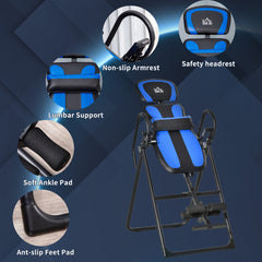 PURE Foldable Gravity Inversion Table, Back Therapy Fitness Bench, with Soft Ankle Cushions, for Home