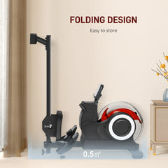 PURE Foldable Rowing Machine, Water Rower with Wheels, LCD Monitor and Tablet Holder for Cardio Training, Black