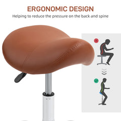 PURE Saddle Stool, Height Adjustable Salon Chair for Massage Spa, Faux Leather, Brown
