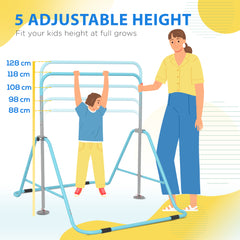 PURE Kids Gymnastic Bar, with Adjustable Height, Foldable Horizontal Bars - Light Blue