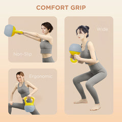 PURE 6KG Soft Kettlebell, Kettlebell with Non-Slip Handle for Home Gym, Weight Lifting, Strength Training, Yellow/Grey