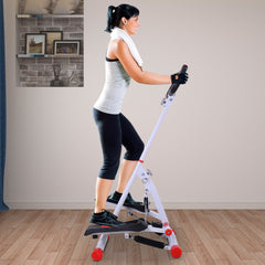 Foldable Stepper with Handle Hand Grip Workout Fitness Machine Sport Exercise Gym Bar Cardio Steel-White/Red Spinning