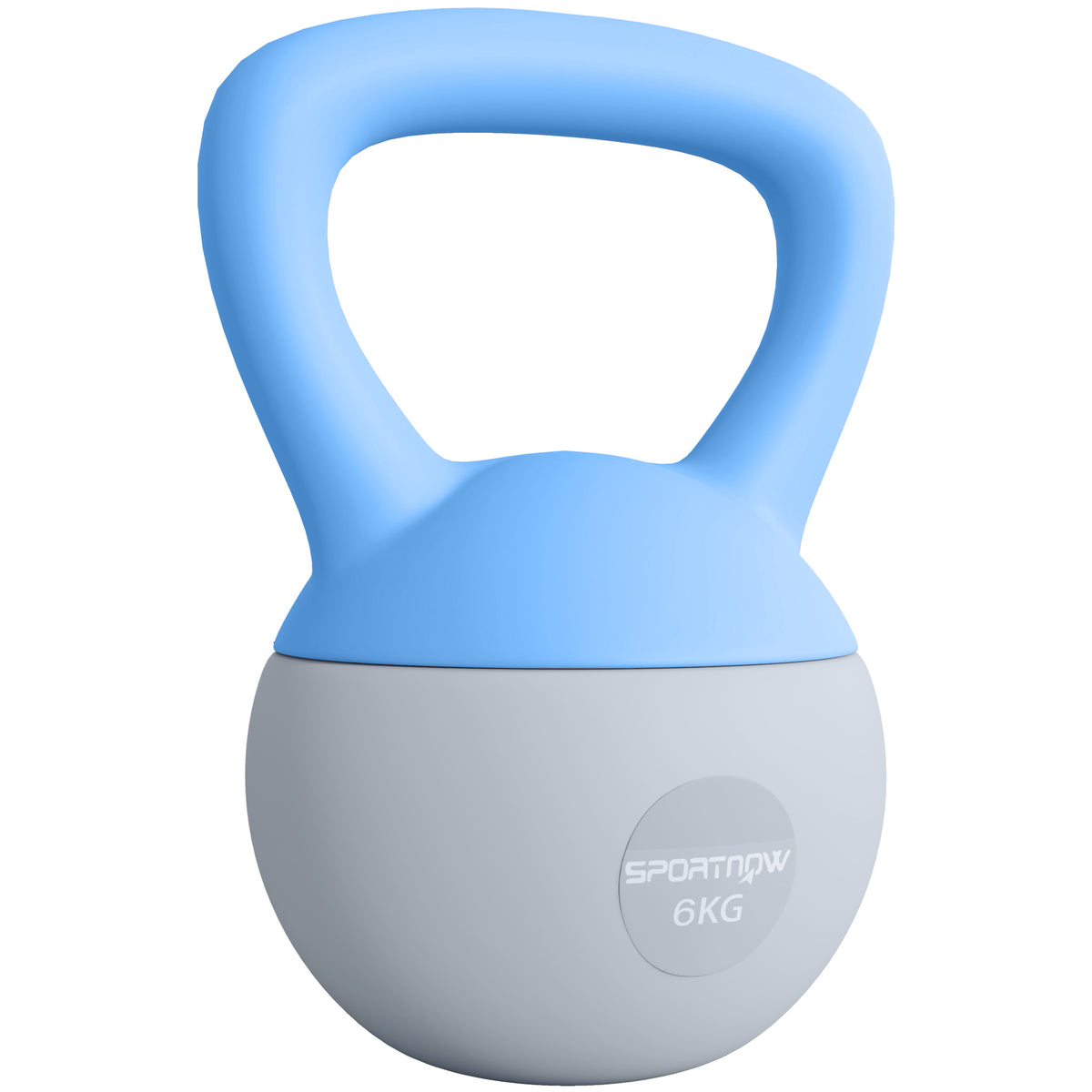 PURE 6KG Soft Kettlebell, Kettlebell with Non-Slip Handle for Home Gym, Weight Lifting, Strength Training, Light Blue/Grey