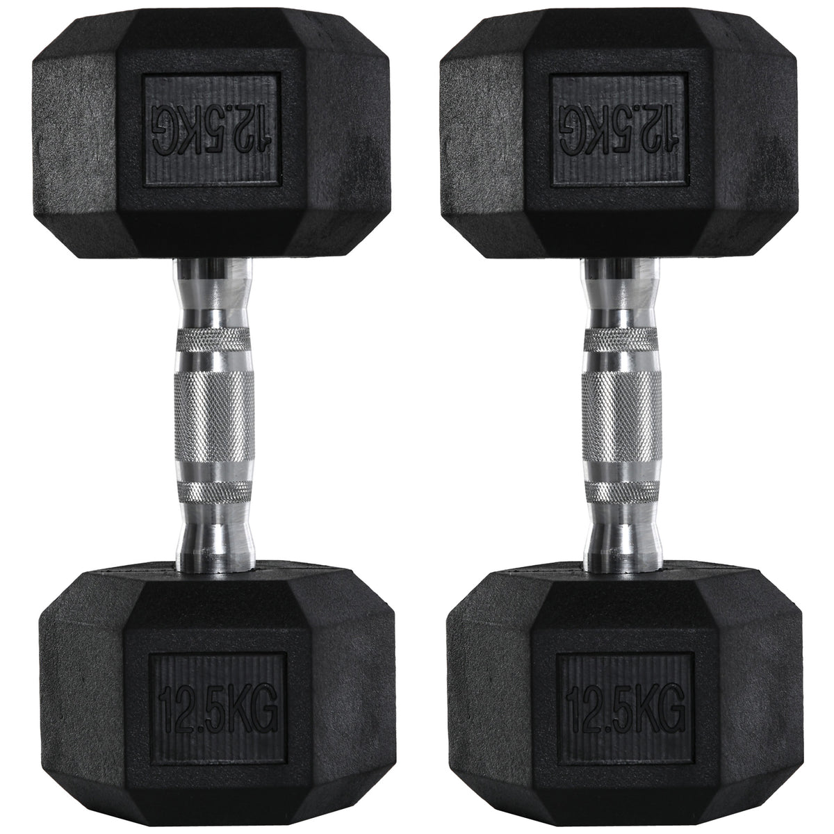PURE 2x12.5kg Rubber Hex Dumbbell Portable Hand Weights Dumbbell Home Gym Workout Fitness Hand Dumbbell