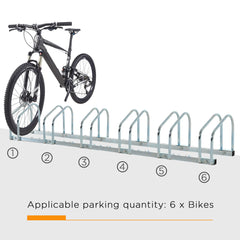 PURE Bike Stand Parking Rack Floor or Wall Mount Bicycle Cycle Storage Locking Stand 179L x 33W x 27H (6 Racks, Silver)
