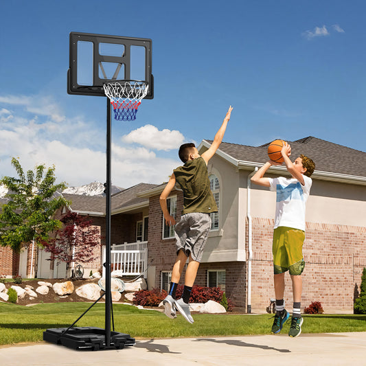 PURE 2.3-3.05m Basketball Hoop and Stand, with Weighted Base, Wheels, Black